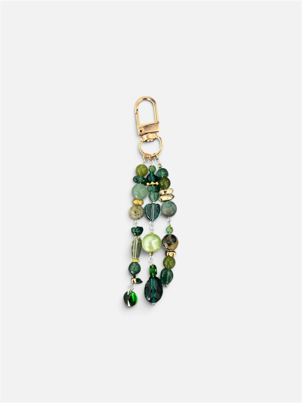 Green Beaded Tassel Keychain Charm
